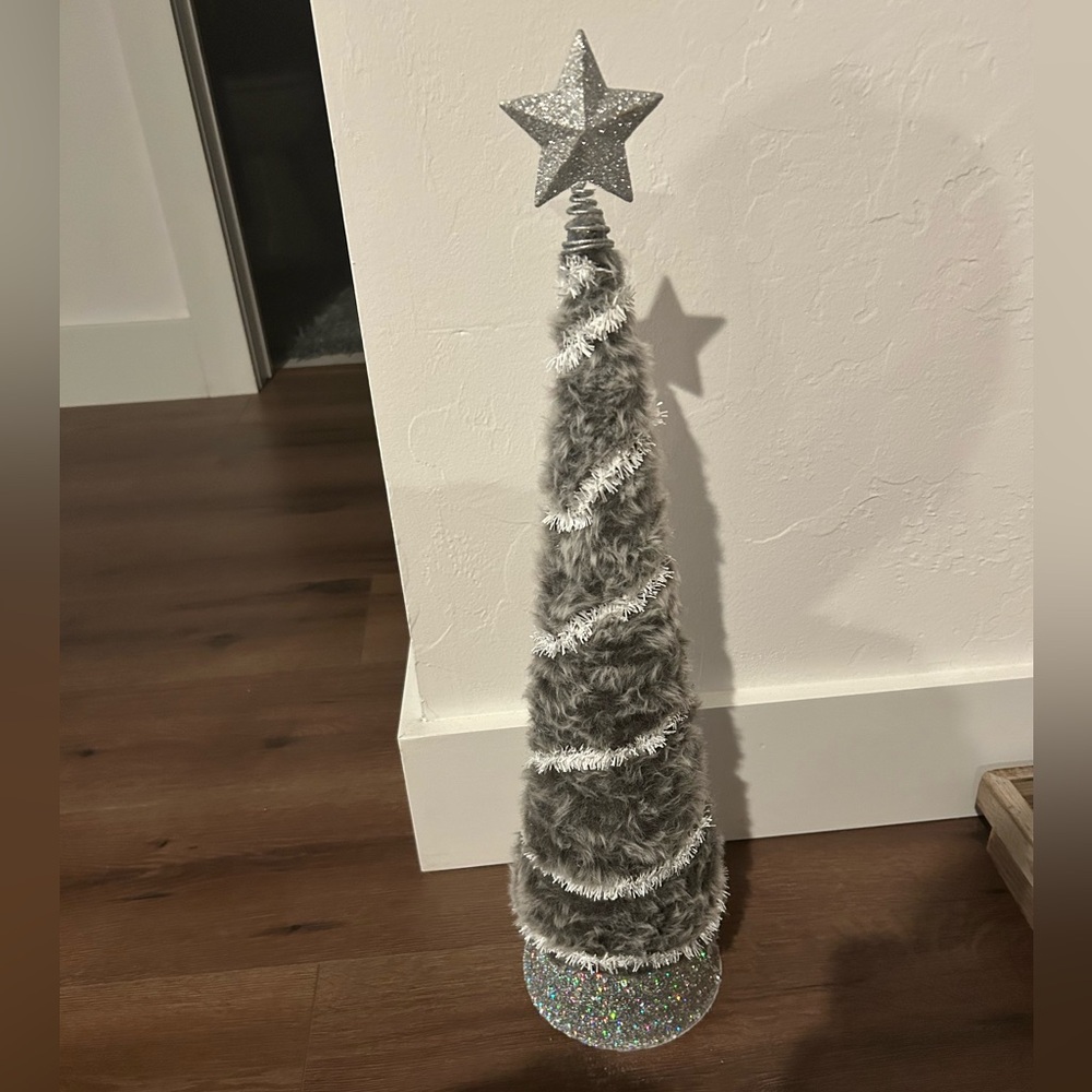 Small Grey/Silver/White Christmas Tree Decor 2 feet tall